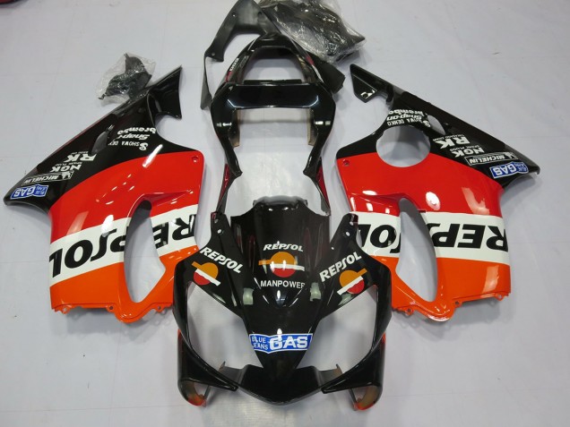 Shop Black Repsol Honda CBR600 Motorcycle Fairings F4i Motorcycle Fairings 01-03 Shop Black Repsol Honda CBR600 Motorcycle Fairings F4i Motorcycle Fairings 01-03