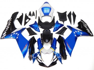 Shop Blue Style With Red Stars Suzuki GSXR750 Motorcycle Fairings 11-20