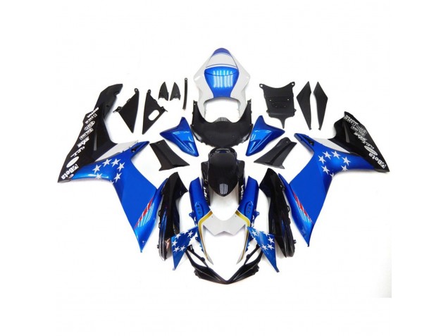 Shop Blue Style With Red Stars Suzuki GSXR750 Motorcycle Fairings 11-20 Shop Blue Style With Red Stars Suzuki GSXR750 Motorcycle Fairings 11-20