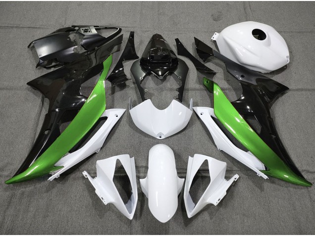 Shop Custom Green Black and White Yamaha R6 Motorcycle Fairings 08-16 Shop Custom Green Black and White Yamaha R6 Motorcycle Fairings 08-16