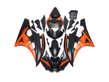 Shop Custom Matte Black and Orange Yamaha R6 Motorcycle Fairings 06-07