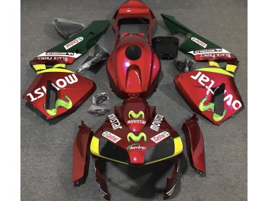 Shop Deep Red Movistar Honda CBR600RR Motorcycle Fairings 03-04