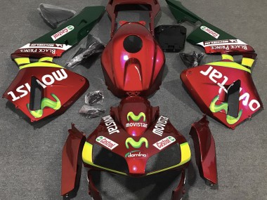 Shop Deep Red Movistar Honda CBR600RR Motorcycle Fairings 03-04