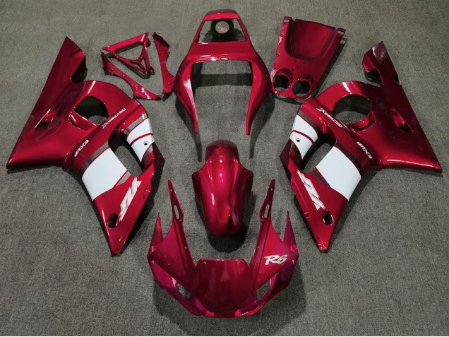 Shop Deep Red & White Yamaha R6 Motorcycle Fairings 98-02 Shop Deep Red & White Yamaha R6 Motorcycle Fairings 98-02