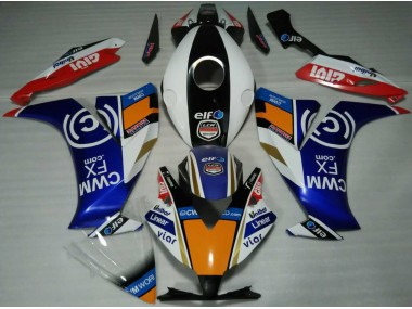 Shop Elf Blue and Orange Honda CBR1000RR Motorcycle Fairings 12-16