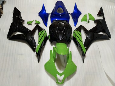 Shop Gloss Black & Green and Blue Accents Honda CBR600RR Motorcycle Fairings 07-08