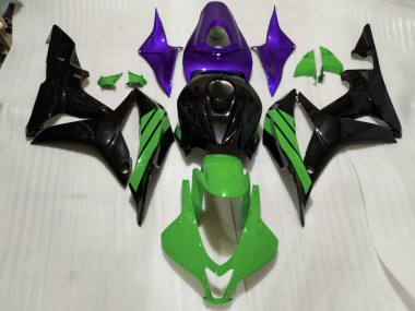 Shop Gloss Black & Green and Purple Accents Honda CBR600RR Motorcycle Fairings 07-08