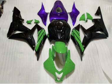 Shop Gloss Black & Green and Purple Accents Honda CBR600RR Motorcycle Fairings 07-08