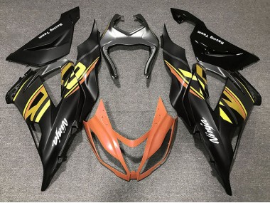 Shop Gloss Black & Orange Kawasaki ZX6R Motorcycle Fairings 13-18