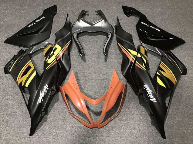 Shop Gloss Black & Orange Kawasaki ZX6R Motorcycle Fairings 13-18 Shop Gloss Black & Orange Kawasaki ZX6R Motorcycle Fairings 13-18