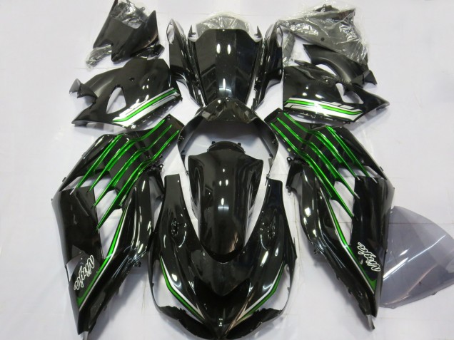 Shop Gloss Black with Green Kawasaki ZX14R Motorcycle Fairings 12-19 Shop Gloss Black with Green Kawasaki ZX14R Motorcycle Fairings 12-19