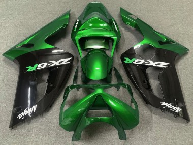 Shop Gloss Green and Black Kawasaki ZX6R Motorcycle Fairings 03-04