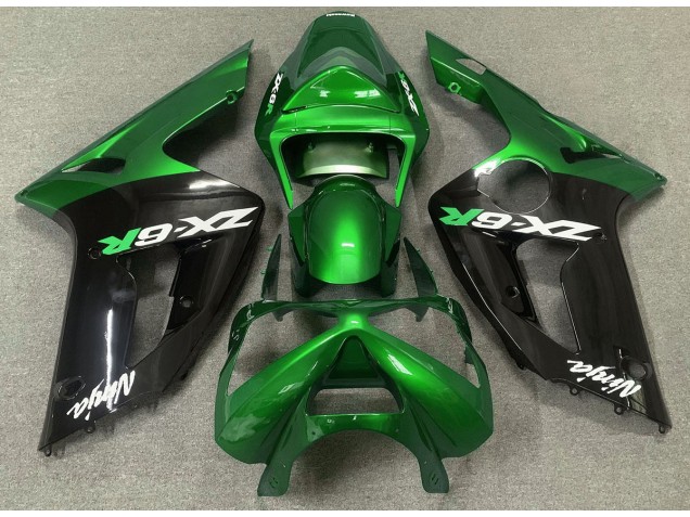 Shop Gloss Green and Black Kawasaki ZX6R Motorcycle Fairings 03-04 Shop Gloss Green and Black Kawasaki ZX6R Motorcycle Fairings 03-04