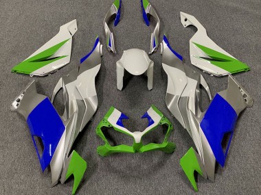 Shop Gloss Green Blue and Silver Kawasaki ZX6R Motorcycle Fairings 19-20