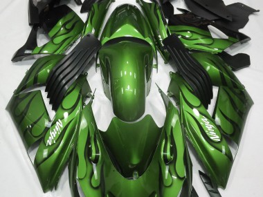 Shop Gloss Green & Flame Kawasaki ZX14R Motorcycle Fairings 06-11
