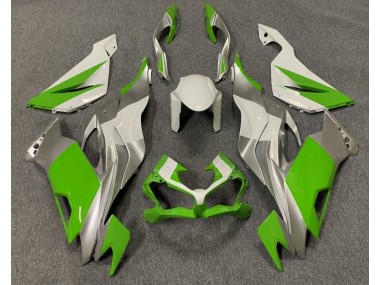 Shop Gloss Green White and Silver Kawasaki ZX6R Motorcycle Fairings 19-20