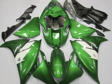 Shop Gloss Green & White Yamaha R1 Motorcycle Fairings 13-14