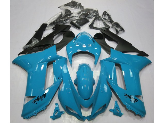 Shop Gloss Light Blue Kawasaki ZX6R Motorcycle Fairings 07-08 Shop Gloss Light Blue Kawasaki ZX6R Motorcycle Fairings 07-08