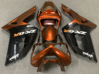 Shop Gloss Orange and Black Kawasaki ZX6R Motorcycle Fairings 03-04