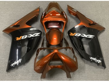 Shop Gloss Orange and Black Kawasaki ZX6R Motorcycle Fairings 03-04