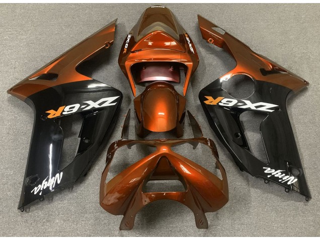 Shop Gloss Orange and Black Kawasaki ZX6R Motorcycle Fairings 03-04