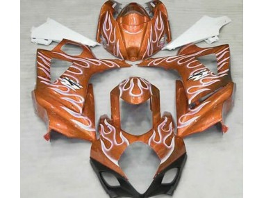 Shop Gloss Orange and White Flame Suzuki GSXR Motorcycle Fairings 1000 Motorcycle Fairings 07-08