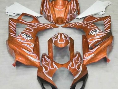 Shop Gloss Orange and White Flame Suzuki GSXR Motorcycle Fairings 1000 Motorcycle Fairings 07-08