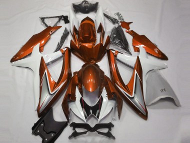 Shop Gloss Orange and White Suzuki GSXR750 Motorcycle Fairings 08-10