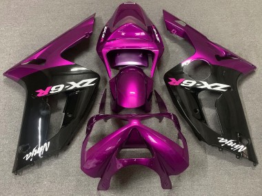 Shop Gloss Pink and Black Kawasaki ZX6R Motorcycle Fairings 03-04