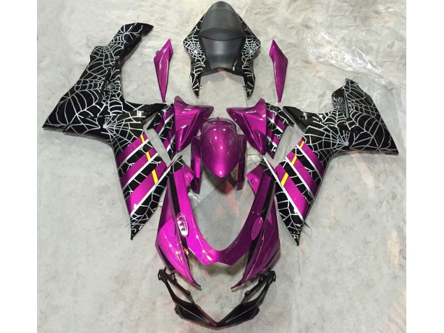 Shop Gloss Pink Spider Suzuki GSXR750 Motorcycle Fairings 11-20 Shop Gloss Pink Spider Suzuki GSXR750 Motorcycle Fairings 11-20