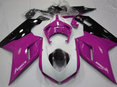 Shop Gloss Pink & White Ducati 848 Motorcycle Fairings 1098 Motorcycle Fairings 1198 Motorcycle Fairings 07-12