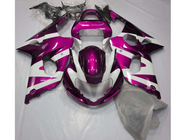 Shop Gloss Pink & White Suzuki GSXR Motorcycle Fairings 1000 Motorcycle Fairings 00-02 Shop Gloss Pink & White Suzuki GSXR Motorcycle Fairings 1000 Motorcycle Fairings 00-02
