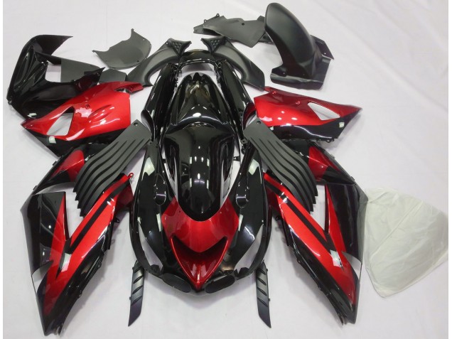 Shop Gloss Red and Black Plain Kawasaki ZX14R Motorcycle Fairings 06-11 Shop Gloss Red and Black Plain Kawasaki ZX14R Motorcycle Fairings 06-11