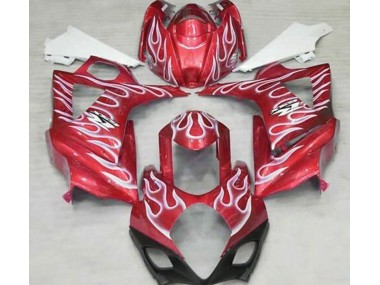 Shop Gloss Red and White Flame Suzuki GSXR Motorcycle Fairings 1000 Motorcycle Fairings 07-08