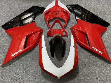 Shop Gloss Red & White (848 Sticker) Ducati 848 Motorcycle Fairings 1098 Motorcycle Fairings 1198 Motorcycle Fairings 07-12
