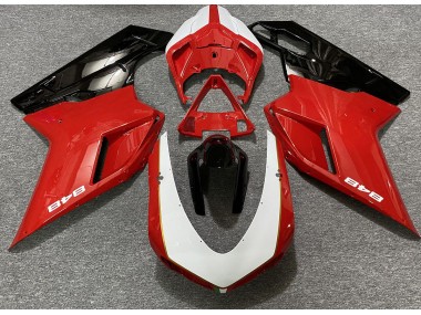 Shop Gloss Red & White (848 Sticker) Ducati 848 Motorcycle Fairings 1098 Motorcycle Fairings 1198 Motorcycle Fairings 07-12