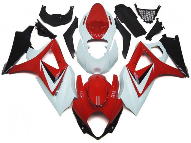 Shop Gloss Red with White OEM Style Suzuki GSXR Motorcycle Fairings 1000 Motorcycle Fairings 07-08 Shop Gloss Red with White OEM Style Suzuki GSXR Motorcycle Fairings 1000 Motorcycle Fairings 07-08