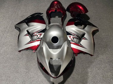 Shop Gloss Silver and Candy Red Suzuki GSXR Motorcycle Fairings 1300 Motorcycle Fairings 97-07