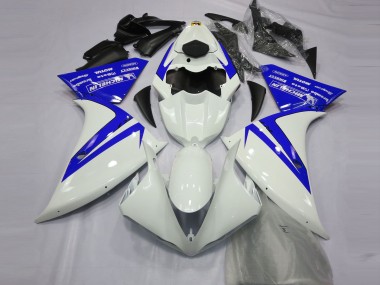 Shop Gloss White and Blue Yamaha R1 Motorcycle Fairings 13-14