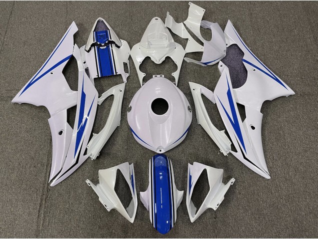Shop Gloss White and Blue Yamaha R6 Motorcycle Fairings 08-16 Shop Gloss White and Blue Yamaha R6 Motorcycle Fairings 08-16