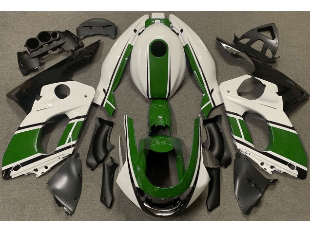 Shop Gloss White and Dark Green Yamaha YZF600 Motorcycle Fairings Thundercat Motorcycle Fairings 98-07 Shop Gloss White and Dark Green Yamaha YZF600 Motorcycle Fairings Thundercat Motorcycle Fairings 98-07