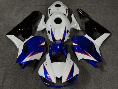 Shop Gloss White and Deep Blue Honda CBR600RR Motorcycle Fairings 13-20