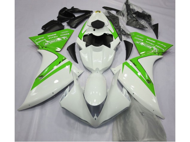 Shop Gloss White and Green Yamaha R1 Motorcycle Fairings 13-14 Shop Gloss White and Green Yamaha R1 Motorcycle Fairings 13-14