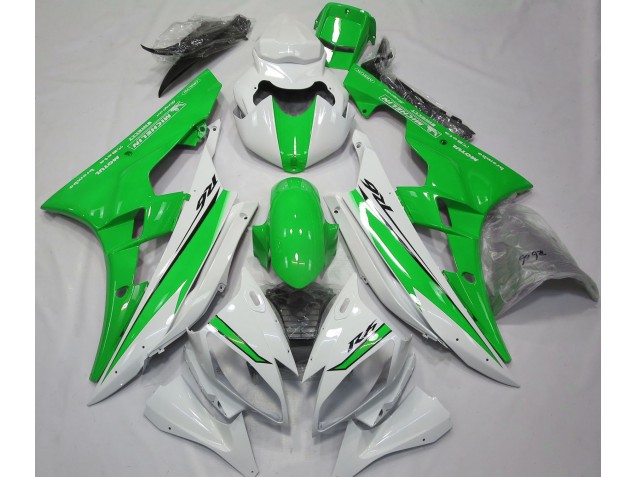Shop Gloss White and Green Yamaha R6 Motorcycle Fairings 06-07 Shop Gloss White and Green Yamaha R6 Motorcycle Fairings 06-07