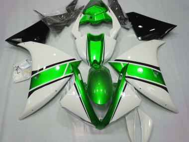 Shop Gloss White and Metallic Green Yamaha R1 Motorcycle Fairings 09-12