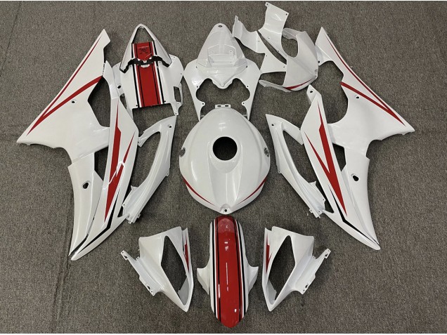 Shop Gloss White and Red Yamaha R6 Motorcycle Fairings 08-16 Shop Gloss White and Red Yamaha R6 Motorcycle Fairings 08-16
