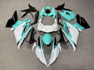 Shop Gloss White and Teal Triumph Daytona Motorcycle Fairings 675 Motorcycle Fairings 13-16