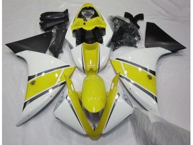 Shop Gloss White and Yellow Yamaha R1 Motorcycle Fairings 09-12