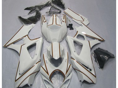 Shop Gloss White Orange Pin Stripe Suzuki GSXR Motorcycle Fairings 1000 Motorcycle Fairings 07-08