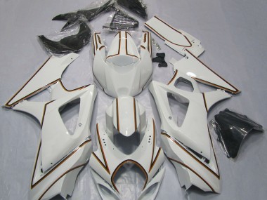 Shop Gloss White Orange Pin Stripe Suzuki GSXR Motorcycle Fairings 1000 Motorcycle Fairings 07-08